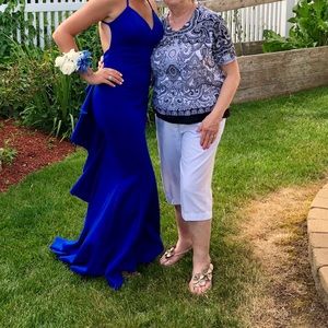 Royal Blue Ruffle Back Gown